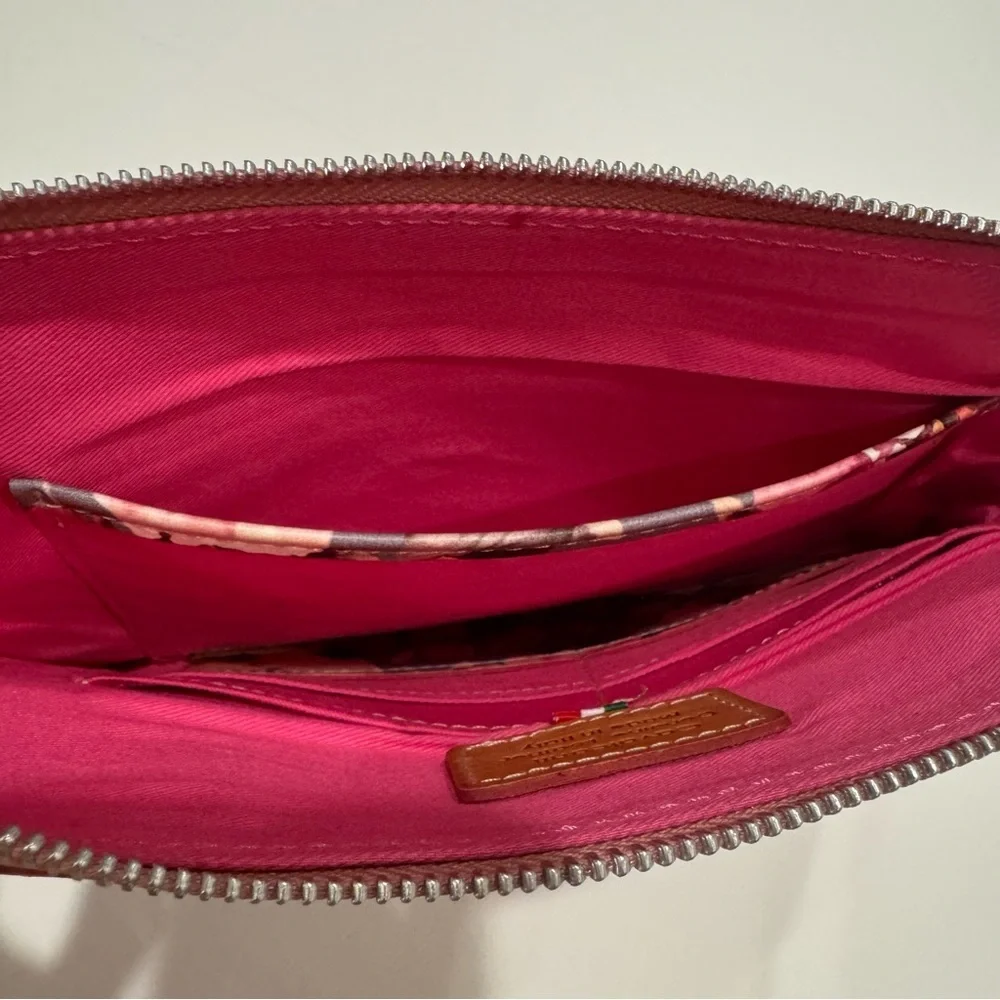 Cavalcanti Women's Floral Wristlet Purse Genuine Leather Made in Italy NEW